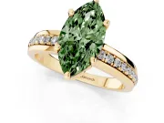 Marquise Channel Set Engagement Ring Setting for a Fancy Green Lab-Grown Diamond | Rope Collar | Yellow Gold