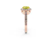 Round Floral Halo Engagement Ring Setting for a Fancy Yellow Lab-Grown Diamond | Large Round Accents | Rose Gold