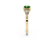 Cushion Cut Hidden Halo Three Stone Engagement Ring Setting for a Fancy Green Lab-Grown Diamond | Yellow Gold