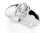 Pear-Shaped Half Bezel Solitaire Engagement Ring Setting | Wide Band | Platinum