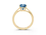 Fancy Blue Princess Cut Diamond Solitaire Twist Band Ring Set in Yellow gold with Prong Setting