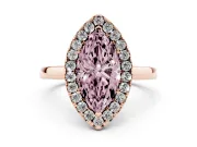Marquise Thin Halo Engagement Ring Setting for a Fancy Pink Lab-Grown Diamond | Plain Polished Band | Rose Gold