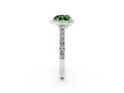 Fancy Green Heart Cut Diamond Halo Engagement Ring Set in Platinum with Pavé Band and Prong Setting