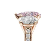 Pear-Shaped Vintage Three Stone Engagement Ring Setting for a Fancy Pink Lab-Grown Diamond | Graduated Pavé | Rose Gold