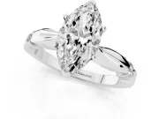 Marquise Floral Solitaire Engagement Ring Setting | Sculpted Leaf Shoulders | Sterling Silver