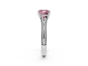 Princess Cut Pave Split Shank Engagement Ring Setting for a Fancy Pink Lab-Grown Diamond | Double Claw Prongs | Platinum