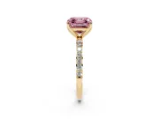 Asscher Cut Pave Solitaire Engagement Ring Setting for a Fancy Pink Lab-Grown Diamond | Slim Band | Yellow Gold