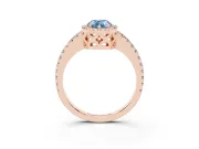 Pear-Shaped Pave Halo Engagement Ring Setting for a Fancy Blue Lab-Grown Diamond | Rose Gold