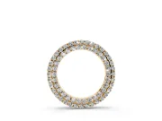Round Lab-Grown Diamond Double Row Pavé Circle Pendant Necklace | Polished Rim | Yellow Gold