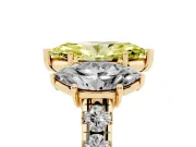 Marquise Three Stone Engagement Ring Setting for a Fancy Yellow Lab-Grown Diamond | Accented Shoulders | Yellow Gold