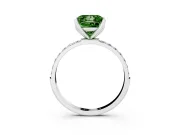 Princess Cut Pave Solitaire Engagement Ring Setting for a Fancy Green Lab-Grown Diamond | Slim Band | Sterling Silver