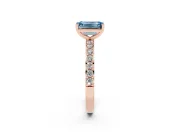 Emerald Cut Pavé Solitaire Engagement Ring Setting for a Fancy Blue Lab-Grown Diamond | Single Row Band | Rose Gold