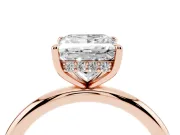 Princess Cut Diamond Solitaire Ring Set in Rose gold with Thin Band and Prong Setting