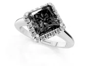 Princess Cut Halo Engagement Ring Setting for a Black Center | Plain Polished Band | White Gold