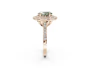 Fancy Green Oval Lab-Grown Diamond Double Halo Statement Ring Set in Rose Gold with Pavé Band