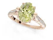 Oval Vintage Cathedral Engagement Ring Setting for a Fancy Yellow Lab-Grown Diamond | Carved Band | Rose Gold