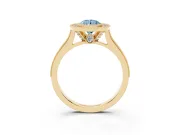 Pear-Shaped Vintage Milgrain Halo Engagement Ring Setting for a Fancy Blue Lab-Grown Diamond | Bezel Head | Yellow Gold