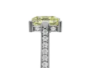 Asscher Cut Vintage Cathedral Engagement Ring Setting for a Fancy Yellow Lab-Grown Diamond | Carved Band | Platinum