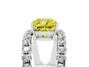 Cushion Cut Wide Open Split Shank Engagement Ring Setting for a Fancy Yellow Lab-Grown Diamond | Pavé Strands | Platinum