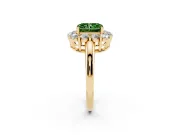 Radiant Cut Cluster Halo Engagement Ring Setting for a Fancy Green Lab-Grown Diamond | Large Round Accents | Yellow Gold