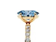 Oval Pave Solitaire Engagement Ring Setting for a Fancy Blue Lab-Grown Diamond | Pave Shoulders | Yellow Gold