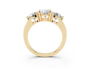 Oval Three Stone Engagement Ring Setting | Open Prong Baskets | Yellow Gold