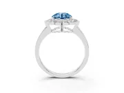 Round Scalloped Cluster Halo Engagement Ring Setting for a Fancy Blue Lab-Grown Diamond | Plain Band | Platinum