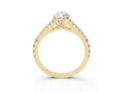 Pear-Shaped Graduated Pave Split Shank Engagement Ring Setting | V Split Shoulders | Yellow Gold