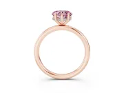 Fancy Pink Heart Cut Diamond Solitaire Ring Set in Rose gold with Thin Band and Prong Setting