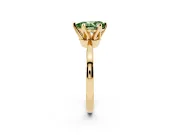 Fancy Green Pear Cut Diamond Solitaire Engagement Ring Set in Yellow gold with Slim Tapered Solitaire Band