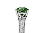 Round Split Shank Engagement Ring Setting for a Fancy Green Lab-Grown Diamond | Pave Band | Sterling Silver
