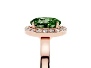 Round Thin Halo Engagement Ring Setting for a Fancy Green Lab-Grown Diamond | Plain Band | Rose Gold