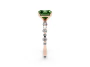 Fancy Green Asscher Cut Diamond Prong Set Engagement Ring Set in Rose gold with Round Accent Pavé Band