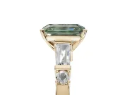 Emerald Cut Tapered Baguette Engagement Ring Setting for a Fancy Green Lab-Grown Diamond | Bar Set Sides | Yellow Gold