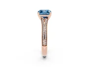Asscher Cut Pave Split Shank Engagement Ring Setting for a Fancy Blue Lab-Grown Diamond | Double Claw Prongs | Rose Gold