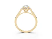 Pear-Shaped Raised Halo Engagement Ring Setting | Pave Band | Yellow Gold