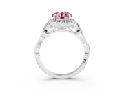 Round Vintage Halo Engagement Ring Setting for a Fancy Pink Lab-Grown Diamond | Sterling Silver