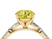 Round Baguette Side Stone Engagement Ring Setting for a Fancy Yellow Lab-Grown Diamond | Yellow Gold