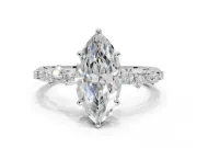 Marquise Solitaire Engagement Ring Setting | Graduated Scattered Accents | Platinum