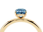 Emerald Cut Low Set Solitaire Engagement Ring Setting for a Fancy Blue Lab-Grown Diamond | Plain Band | Yellow Gold