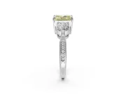 Radiant Cut Three Stone Engagement Ring Setting for a Fancy Yellow Lab-Grown Diamond | Tapered Pave Band | Platinum