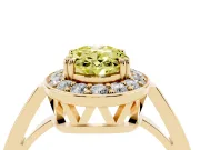 Oval Halo Engagement Ring Setting for a Fancy Yellow Lab-Grown Diamond | Polished Halo Rim | Yellow Gold