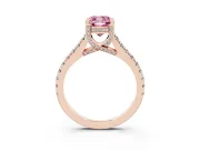 Cushion Cut Hidden Halo Pave Engagement Ring Setting for a Fancy Pink Lab-Grown Diamond | Claw Prongs | Rose Gold