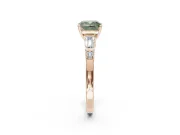 Cushion Cut Tapered Baguette Engagement Ring Setting for a Fancy Green Lab-Grown Diamond | Rose Gold