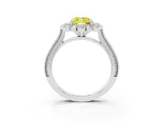 Cushion Cut Halo Engagement Ring Setting for a Fancy Yellow Lab-Grown Diamond | Sterling Silver - Design NV-24753