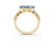 Marquise Scattered Accent Engagement Ring Setting for a Fancy Blue Lab-Grown Diamond | Yellow Gold
