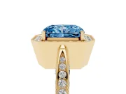 Radiant Cut Milgrain Halo Engagement Ring Setting for a Fancy Blue Lab-Grown Diamond | Side Stones | Yellow Gold
