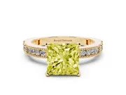 Princess Cut Vintage Pavé Engagement Ring Setting for a Fancy Yellow Lab-Grown Diamond | Yellow Gold