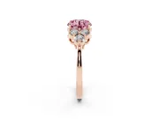 Round Cluster Side Stone Engagement Ring Setting for a Fancy Pink Lab-Grown Diamond | Rose Gold