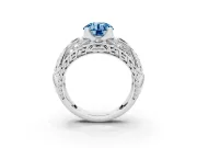 Round Art Deco Graduated Engagement Ring Setting for a Fancy Blue Lab-Grown Diamond | Platinum